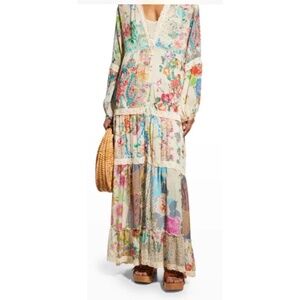 $495 Johnny Was Milana Patchwork Peasant Lace Maxi Dress XL
